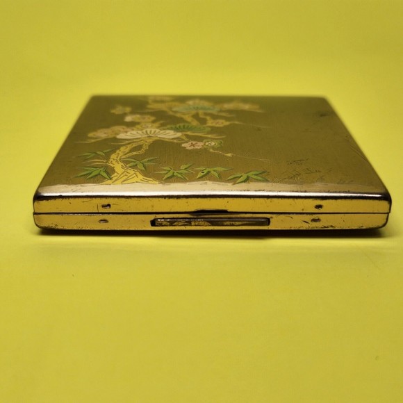 Vintage Elgin American Make-Up Compact Brass Etched Asian Bonsai Tree USA Made - Picture 11 of 12